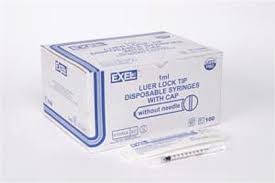 Tuberculin Syringe Only, 1cc, Low Dead Space Plunger, Luer Lock with Cap, 100/bx